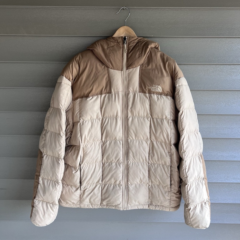 The North Face Lhotse Reversible Hoodie Mens XL Brown Khaki ThermoBall